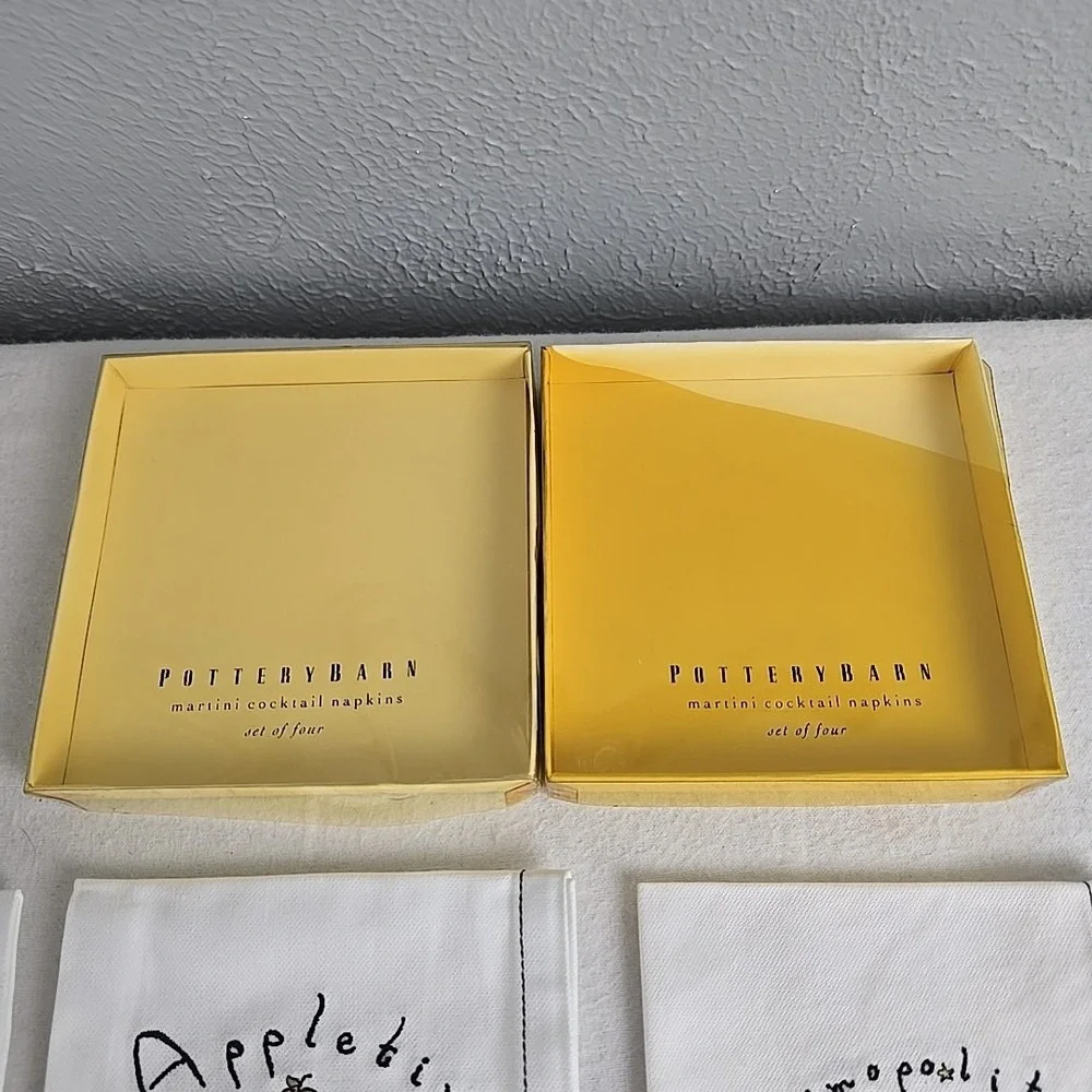 Pottery Barn VTG Embroidered Martini 8 Cocktail Napkins‎ Party